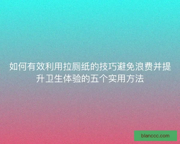 如何有效利用拉厕纸的技巧避免浪费并提升卫生体验的五个实用方法
