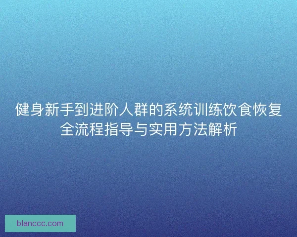 健身新手到进阶人群的系统训练饮食恢复全流程指导与实用方法解析