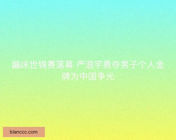 蹦床世锦赛落幕 严浪宇勇夺男子个人金牌为中国争光