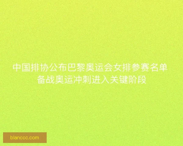 中国排协公布巴黎奥运会女排参赛名单 备战奥运冲刺进入关键阶段