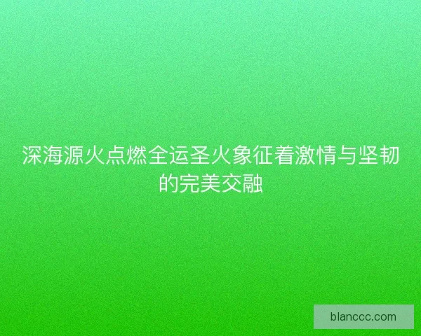 深海源火点燃全运圣火象征着激情与坚韧的完美交融
