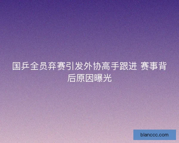 国乒全员弃赛引发外协高手跟进 赛事背后原因曝光 国乒全员弃赛引发外协高手跟进 赛事背后原因曝光