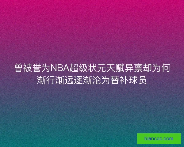 曾被誉为NBA超级状元天赋异禀却为何渐行渐远逐渐沦为替补球员 曾被誉为NBA超级状元天赋异禀却为何渐行渐远逐渐沦为替补球员