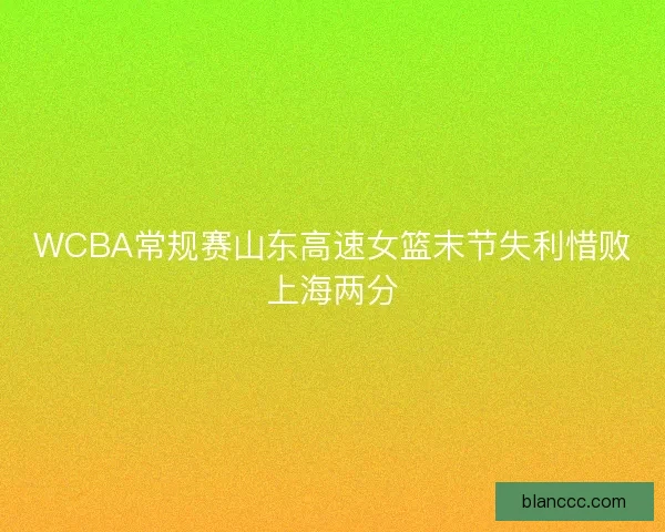 WCBA常规赛山东高速女篮末节失利惜败上海两分